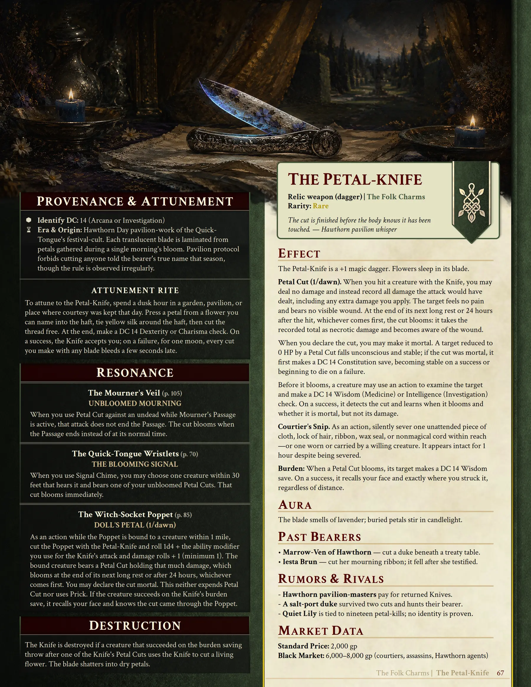 The Petal-Knife sample book page