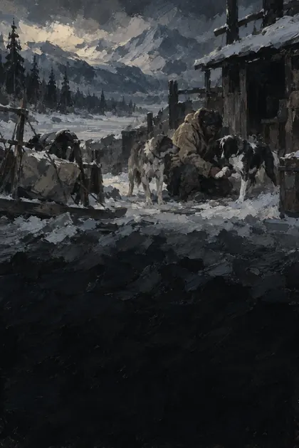 Jonah Pike, the kennel hand, beside the crew’s dogs.